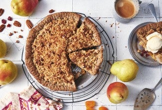 Autumn Pear, Apricot, and Cranberry Pie