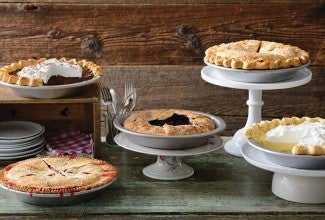 Five pies displayed